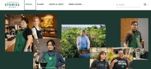 An image showing Starbucks' website