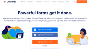 Jotform’s homepage