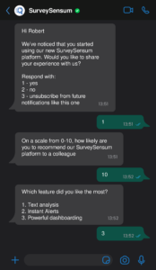 WhatsApp survey question format