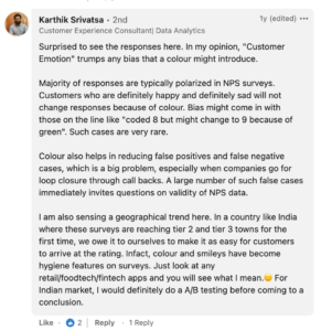 Karthik Srivatsa, CX consultant at Cisco, explaining how color coding the NPS Scale impacts the survey results.