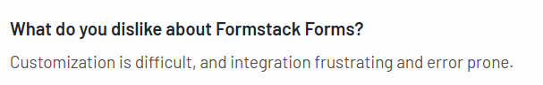 The image shows a con of Formstack.