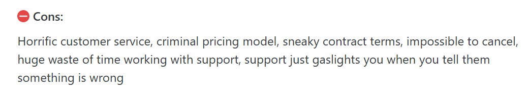 The image shows a con of Formstack.