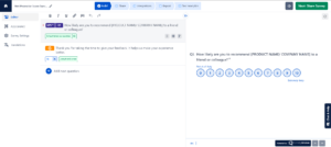 An image showing customizable NPS survey questionnaire created on the SurveySensum tool