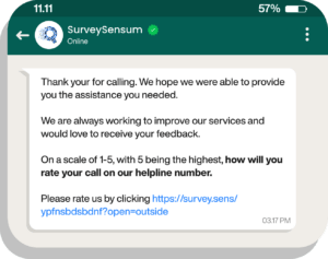 An image showing WhatsApp survey received on customer's WhatsApp