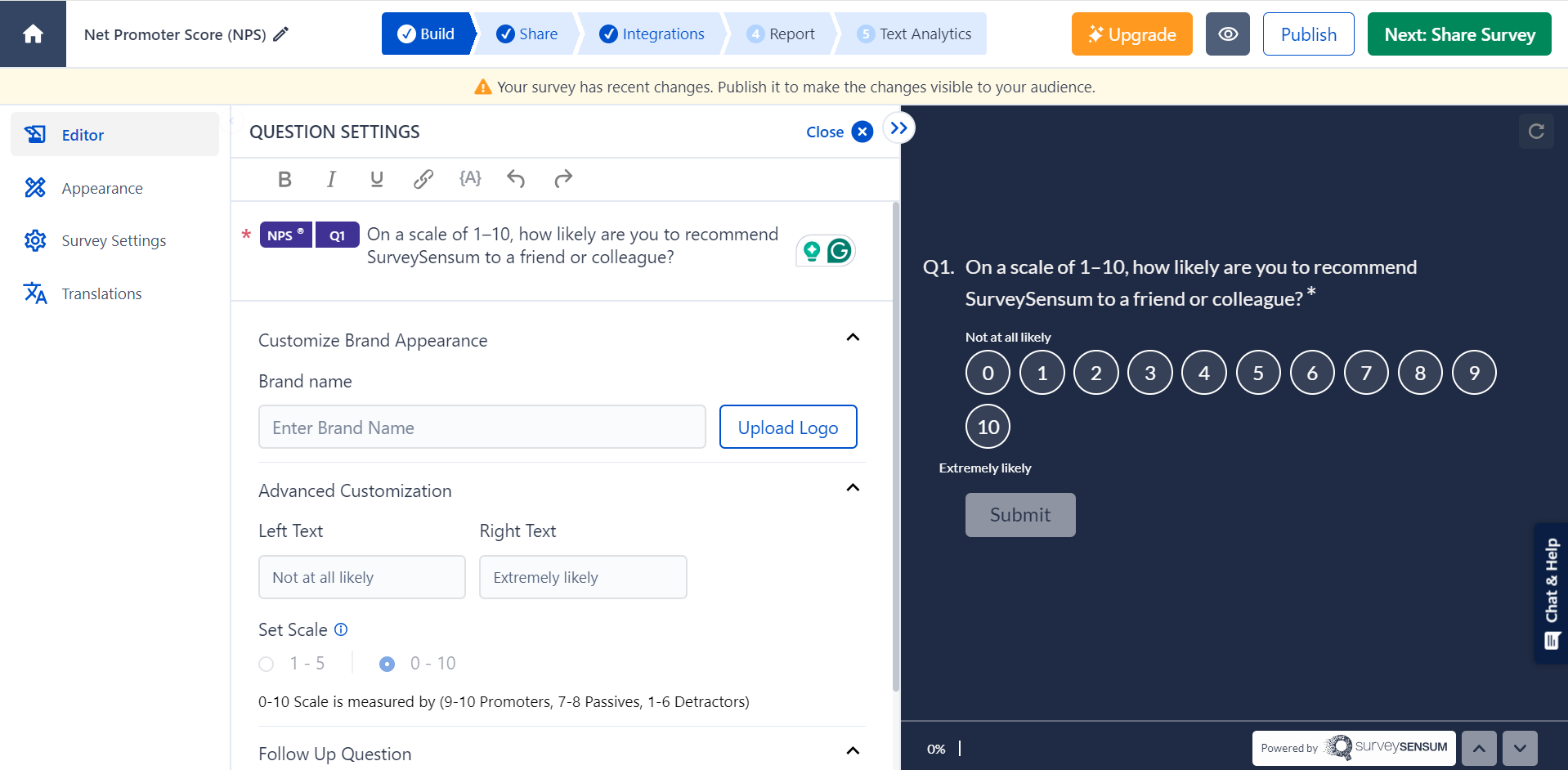 This is the image of the Quick Preview feature of SurveySensum where users can preview the changes they are making to surveys while working simultaneously on their surveys. 