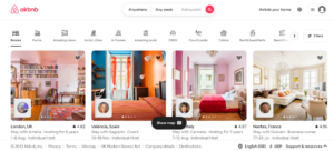 An image showing the example of the Airbnb homepage to enhance communication with customers.