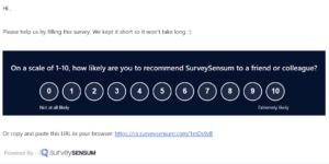 An email survey image of CSAT survey by H&M created on SurveySensum