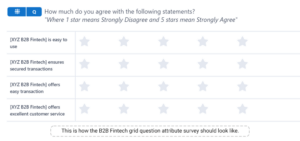 An image showing the net promoter score B2B example of a B2B Fintech company survey created on the SurveySensum platform