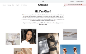 This image shows how Glossier engages REAL customers as beauty influencers