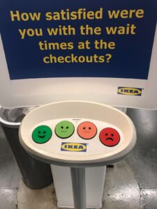 The image shows an IKEA in-store customer satisfaction survey to know customers experience so that they can take necessary steps to retain existing customers