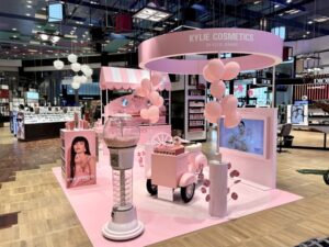 The image shows one of Kylie's cosmetics Pop-up Shops as one of the retail customer experience examples