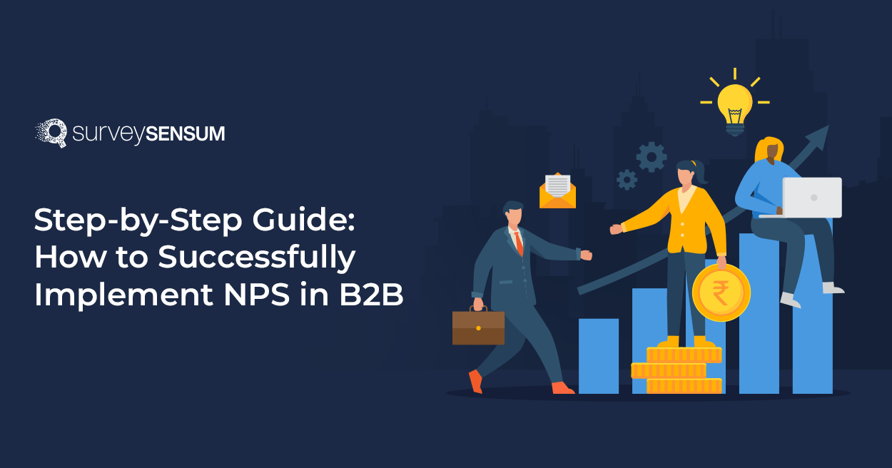 The banner image of the blog on the net promoter score B2B guide where you learn how to implement NPS in 4 easy steps