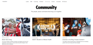 The image shows the page of Nike Community where Nike shares stories of real customers and communities as one of the retail customer experience strategy