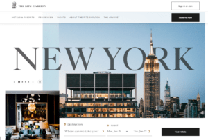 An image showing the Ritz-Carlton website 