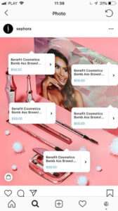 The image shows the Sephora Instagram shop