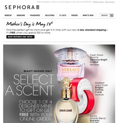 This image shows the newsletter by Sephora for Mother’s Day