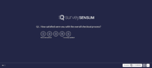 This image shows the survey question designed for a Checkout Experience Survey on the SurveySensum platform