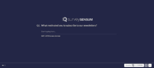 This image shows the survey question designed for a Subscription Feedback Survey on the SurveySensum platform