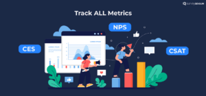 An image showing the ninth customer retention strategy, for B2B companies, to track all metrics be it NPS, CES, CSAT, etc. 