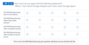 An image showing the example of a B2B Manufacturing company survey created on the SurveySensum platform
