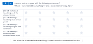 An image showing the example of a B2B Marketing and advertising company survey created on the SurveySensum platform