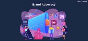 The image shows Brand Advocacy through social media platforms 
