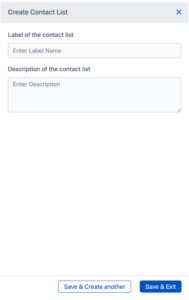 The image shows the step where you have to create a contact list