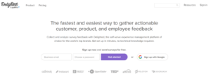 The image showing the homepage of Delighted, the ninth B2B SaaS Feedback tool
