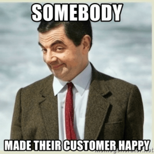 The image is a meme of a happy customer