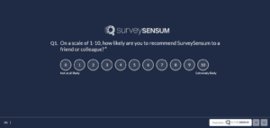 The image shows an example of a NPS survey question