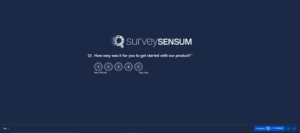 An image showing  a type of SaaS customer satisfaction survey - an onboarding survey created on the SurveySensum tool asking - on a scale of 1-5, please rate your experience in navigating the website 