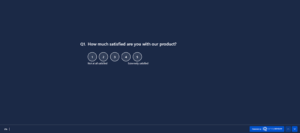 An image showing a type of SaaS customer satisfaction survey - a product experience survey created on the SurveySensum tool asking how satisfied are you with our product on a 5-point scale 