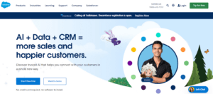 An image showing the homepage of Salesforce