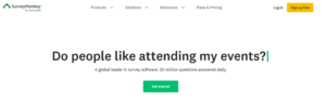 The image showing the homepage of SurveyMonkey, the sixth B2B SaaS Feedback tool