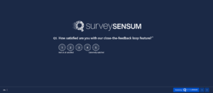 An image showing a feature satisfaction survey created on the SurveySensum tool asking how satisfied are you with our close-the-feedback-loop feature on a 1-5-point scale