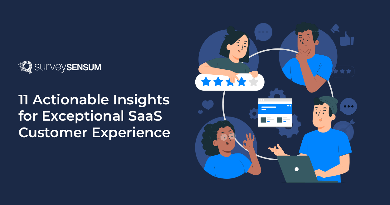 The banner image of the blog on the topic - 11 Actionable Insights for Exceptional Customer Experience SaaS showing experiences of four customers.
