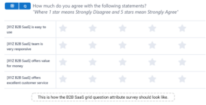 The image shows an example of a B2B SaaS NPS survey