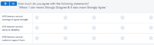 The image shows an example of a B2B telecom industry survey