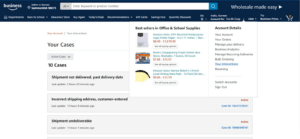 The image shows how Amazon simplifies business interaction by showing everything on one page 