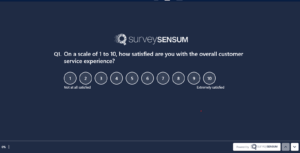 The images show a Customer support survey question for the retail industry where the customer is being asked to rate their satisfaction with the customer service experience.