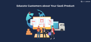 An image showing another great strategy for improving customer experience SaaS by displaying a screen where the SaaS product information is given to educate customers and two executives give product walkthrough to customer.