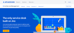 An image showing Jira Service Desk’s homepage 