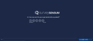 An image showing an onboarding survey created on the SurveySensum tool asking how easy was it for you to get started with the product on the 5-point scale