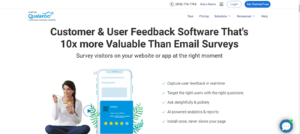 The image showing the seventh B2B service tool Qualaroo homepage 