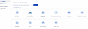 This is the screenshot of all Channels you can share your surveys with SurveySensum