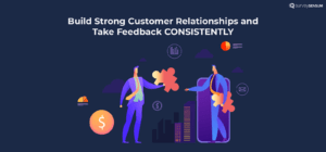 An image showing two people making strong customer relationships and conducting feedback consistently to improve their customer experience SaaS. 