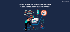 An image showing how a man is creating a strategy to track product performance and goal achievement with OKRs in order to provide best customer experience SaaS