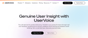 An image showing UserVoice’s homepage 