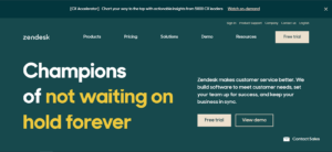 The image showing Zendesk’s homepage 