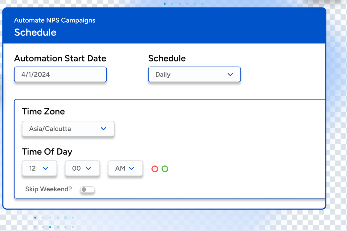 An image showing SurveySensum’s feature of scheduling surveys.
